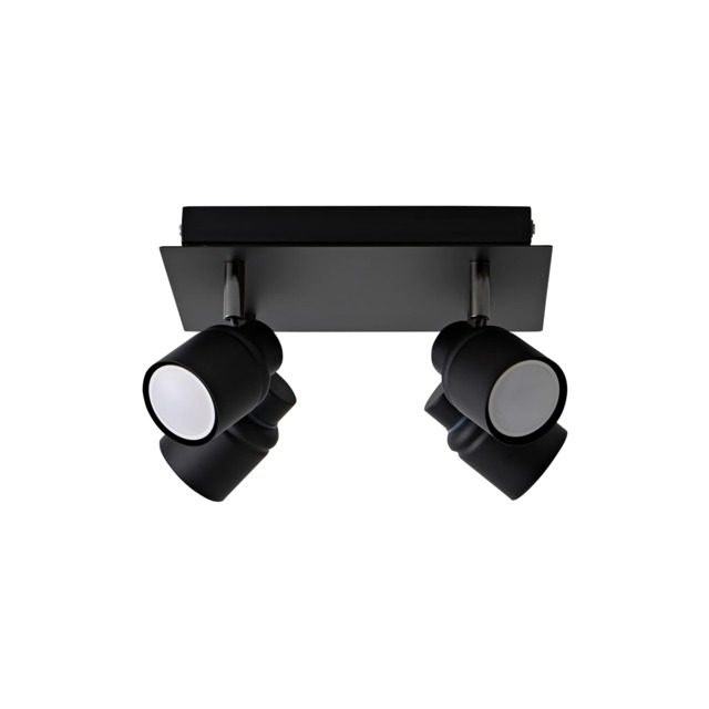 ValueLights Benton Black IP44 Square Bathroom Ceiling Light and Bulb