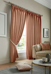 Wold Pencil Pleat Taped Top Lined Curtains - 168cm x 229cm - Orange