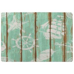 Nautical Elements On Wood Rug Multi