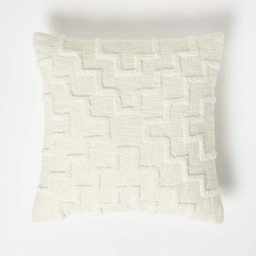 Homescapes Geometric Natural Tufted Cotton Cushion - 45 x 45 cm Cream Natural 1
