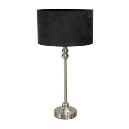 ValueLights Maggie Chrome Candlestick Table Lamp Black Velvet Shade Silver