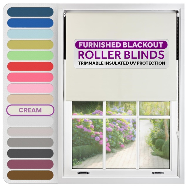 Blackout Roller Blind 155cm Wide x 165cm Long Cream Cream