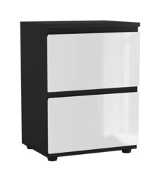 Gloss 2 Drawer Skagen High Wooden Bedside Cabinet No Handle Drawer Storage Multi Black & White 1