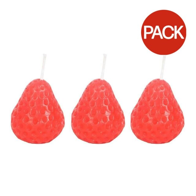 Something Different Strawberry Candles (Pack of 3) - Red - One Size