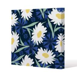 Daisies on Navy (Canvas Print) / 77 x 77 x 4cm Multi