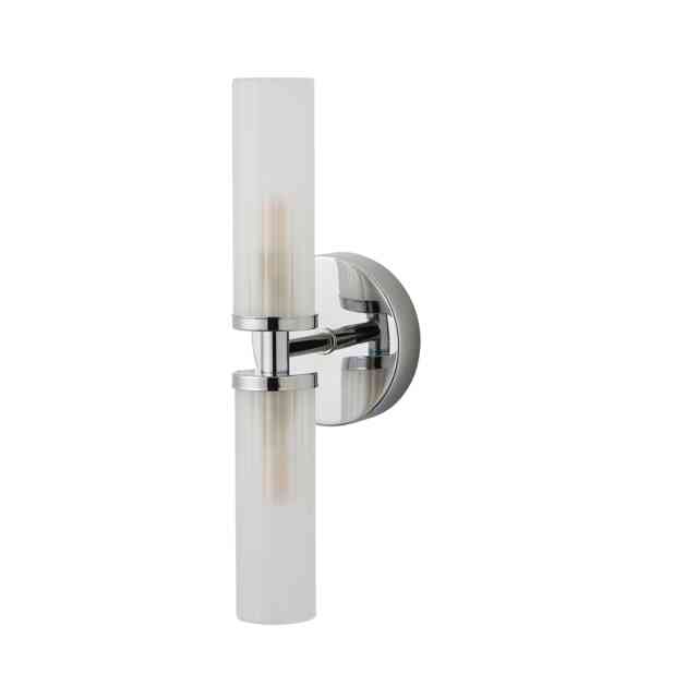 ValueLights Canya Chrome 2 Way IP44 Frosted Glass Wall Light & Bulbs Silver