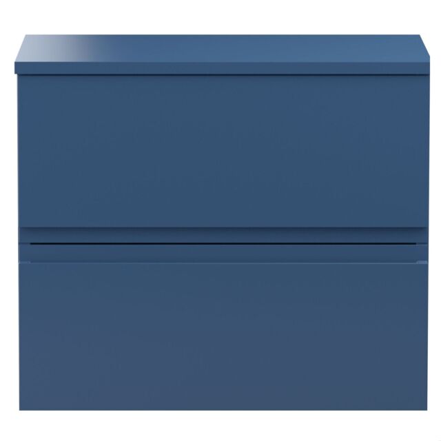 Balterley Mavesyn Contemporary 2 Drawer Wall Hung Vanity Unit with Worktop, Dark Blue, 600mm