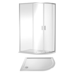 Balterley Right Hand Offset Quadrant Shower Suite with Safety Glass Enclosure & Tray Silver Chrome 2