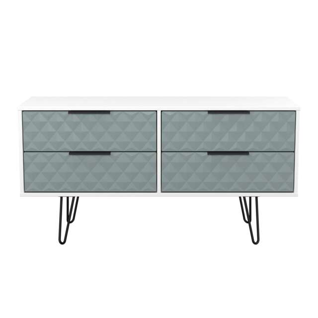 Islay 4 Drawer Bed Box in Duck & White Matt (Ready Assembled) Blue Duck & White Matt