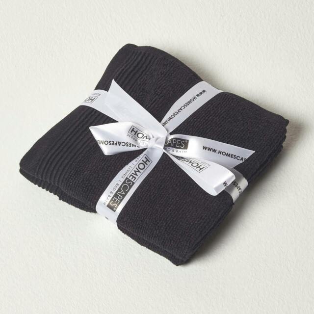 Homescapes Black Combed Egyptian Cotton Set of 2 Face Cloths 700 GSM