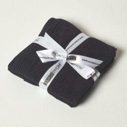 Homescapes Black Combed Egyptian Cotton Set of 2 Face Cloths 700 GSM