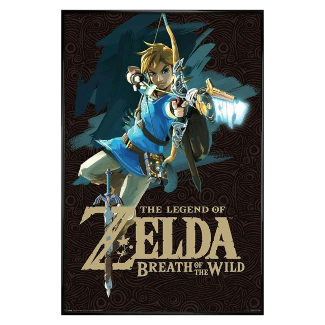 Gloss Black Framed Zelda Breath of the Wild Game Cover Maxi Poster Multi