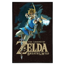 Gloss Black Framed Zelda Breath of the Wild Game Cover Maxi Poster Multi
