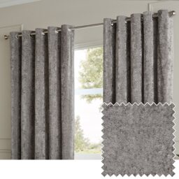 Paoletti Lustre Velvet Fully Lined Eyelet Curtain Pair, Pewter, (W) 168 x (D) 137cm Grey Pewter 1