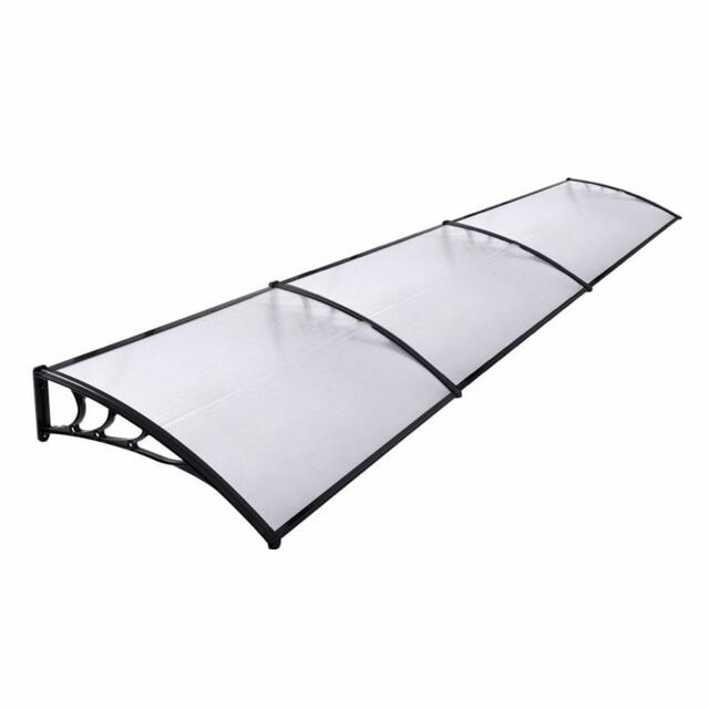 Living and Home Window Door Awning Canopy with Brackets 270cm - Black