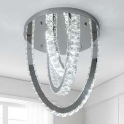 Crystal Silver Ceiling Light LED Ceiling Lamps Chandelier 3 Color Lights 40cm