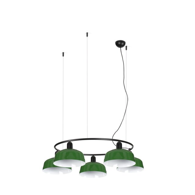 Tatawin Medium Pendant Ceiling Light Black, Gloss Green 5x E27