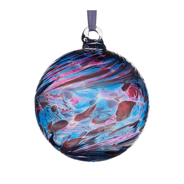 Sienna Glass Hanging Ornament 8cm Friendship Ball - Blue & Pink