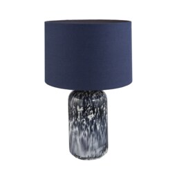 Modern Navy Blue and Smoked Grey Marble Snowflake Glass Table Lamp with Shade Blue Midnight Blue 1