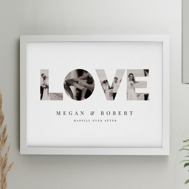 Personalised LOVE Photo Upload White Poster Frame White One Size