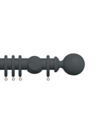 Premium 35mm Wooden Curtain Pole Set - Slate Grey 250cm Grey Slate Grey
