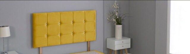 "Mustard Plush Velvet Cube Headboard Multi 6FT Superking 20""inch Headboard"
