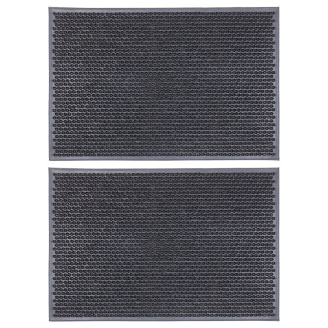 Nicola Spring 2x Heavy Duty Door Mats - 60 x 40cm - Classic - Rubber Indoor Outdoor Floor Mat Dirt Trapper Rug Non Slip Doormat