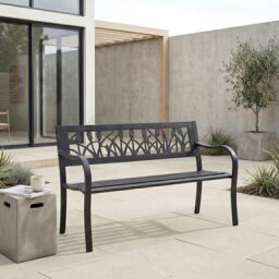 Garden Vida 3 Seater Steel Garden Bench Outdoor Patio Seating, Tulip