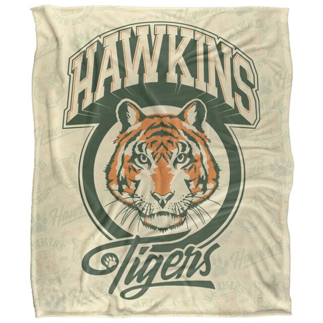 Stranger Things Hawkins High Silky Retro Supersoft Throw Cream Light Cream/Green/Orange One Size 1