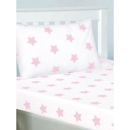 Bedding & Beyond Childrens/Kids Stars Fitted Sheet Pink Pink/White One Size 1