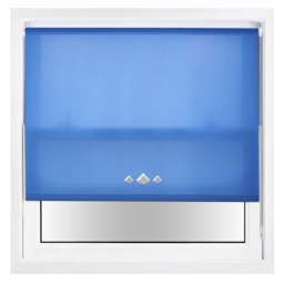 FURNISHED Daylight Trimmable Roller Blinds with Triple Diamond Eyelets and Metal Fittings Blue Blue (W) 100cm x (L) 165cm