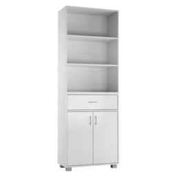 5-Tier Wooden Display Cabinet with Shelves & Drawer White 76 x 32 x 15.5 1