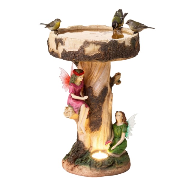 Solar Fairy Birdbath with LED Light Decorative Garden