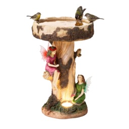 Solar Fairy Birdbath with LED Light Decorative Garden