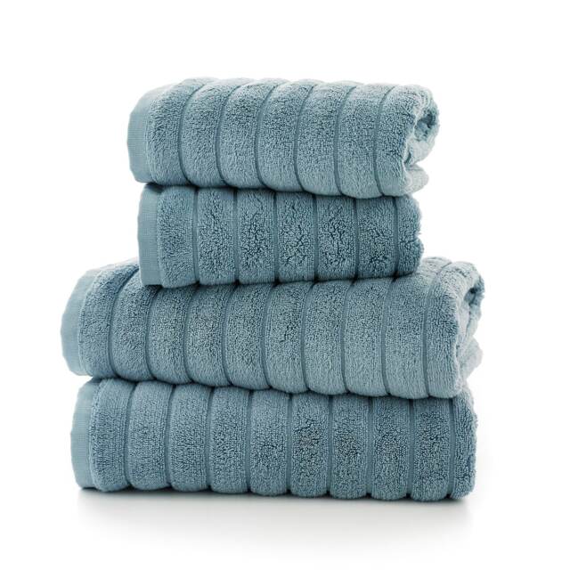 Ribbleton 100% Cotton Zerotwist Ribbed Towels – Hand, Bath & Sheet Sizes – Ultra Soft Blue Blue Bath towel