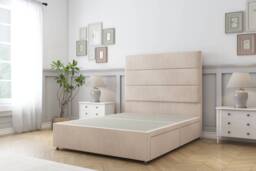 Sloomy Texas Sand Naples Divan Bed Base No Drawers With 54 Inch Floor Standing Headboard Cream Sand King 1