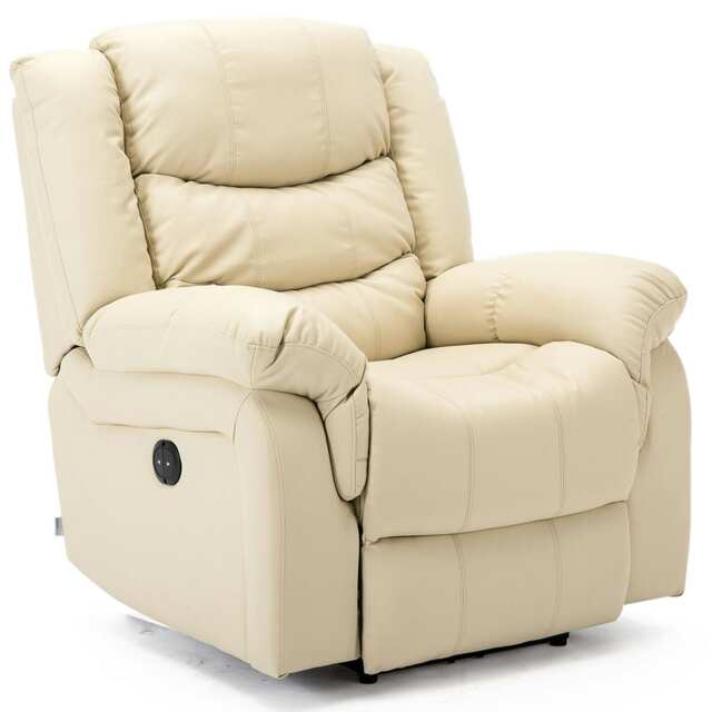 Seattle Electric Automatic Recliner Home Lounge Bonded Leather Chair (Cream)