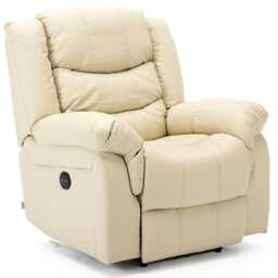 Seattle Electric Automatic Recliner Home Lounge Bonded Leather Chair (Cream)