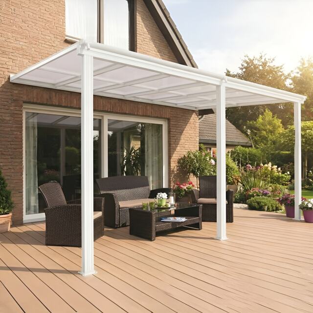 White Garden Veranda Canopy Patio Shade Pergola 10ft x 14ft