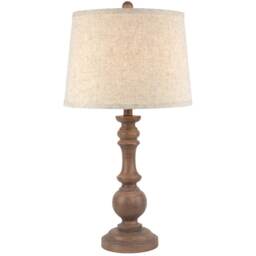 Seraphia Table Lamp with Edged Linen Shade - Resin - L35 x W35 x H70 cm - Brown