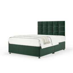 Memory Maestro Memory Foam Green Plush Velvet Divan Set And Pearl Headboard King Size