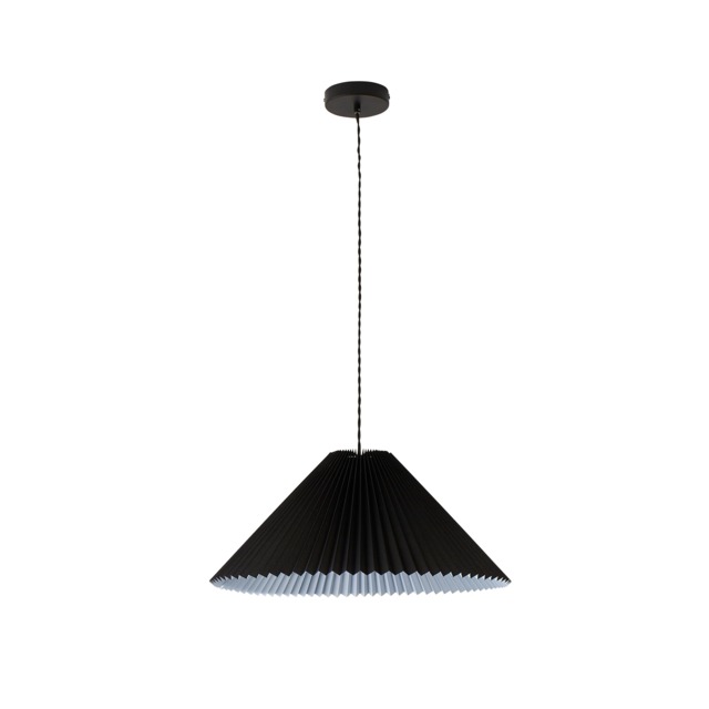 ValueLights Akira Black Paper Pleat Single Drop Ceiling Pendant Light and Bulb