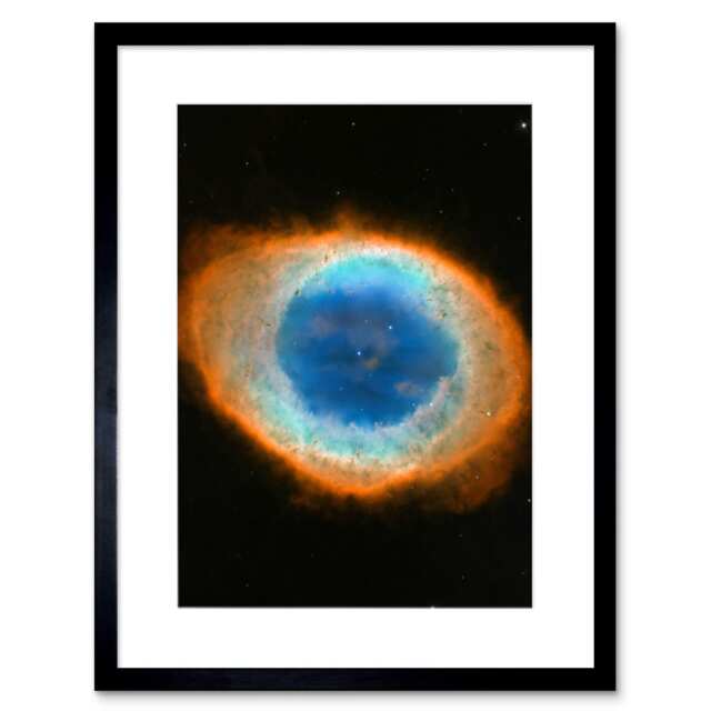 "Hubble Planetary Nebula Ring Blue Red Dying Star 9x7"" Black Framed Wall Art Print"