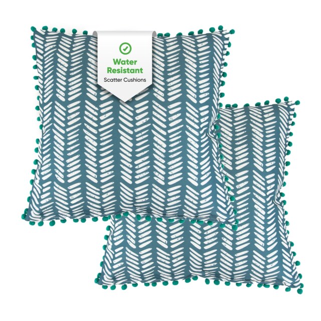 Gardenwize Teal Fern Scatter Cushions Outdoor (Pair)