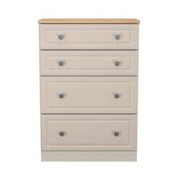 Surrey 4 Drawer Deep Chest of Drawers in Kashmir Ash & Bardolino Oak (Ready Assembled) Cream Kashmir Ash & Bardolino Oak