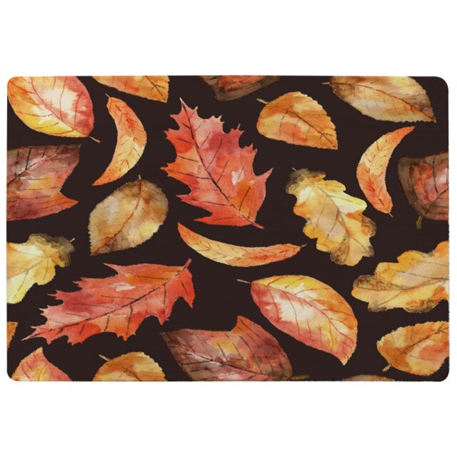 Autumn Leaves on Black (Rug) Orange XL
