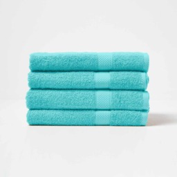 Homescapes Turkish Cotton Bath Towel Set of 4 - Aqua Blue Bath towel 4