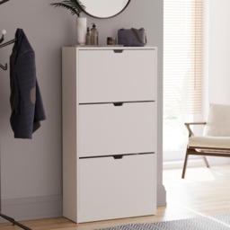 Vida Designs 3 Drawer Shoe Cabinet Shoe Rack Storage Cupboard, White