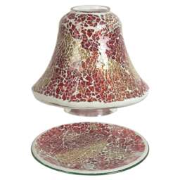 Aroma Jar Candle Shade & Tray Set Red & Gold Crackle