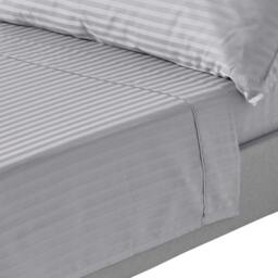 Homescapes Grey Egyptian Cotton Satin Stripe Flat Sheet 330 TC, Single Grey Single